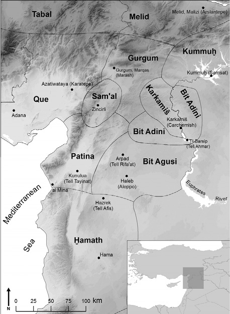Mapa de territórios siro-anatólios com suas capitais (Osborne, 2013)